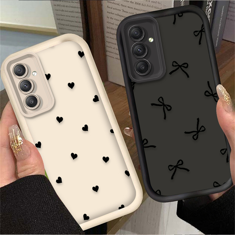 Phone Cases A14 Samsung - Funda negra con lazo de corazón