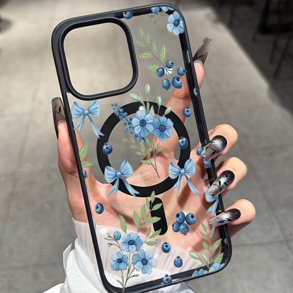 Clear Magsafe Case - Funda transparente con diseño floral de