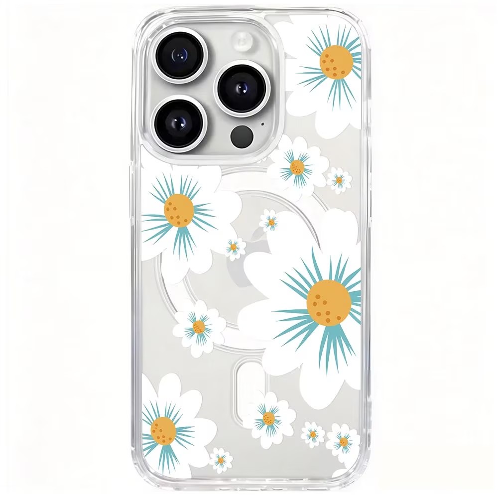 Clear Magsafe Case - Funda para Teléfono con Estampado Floral