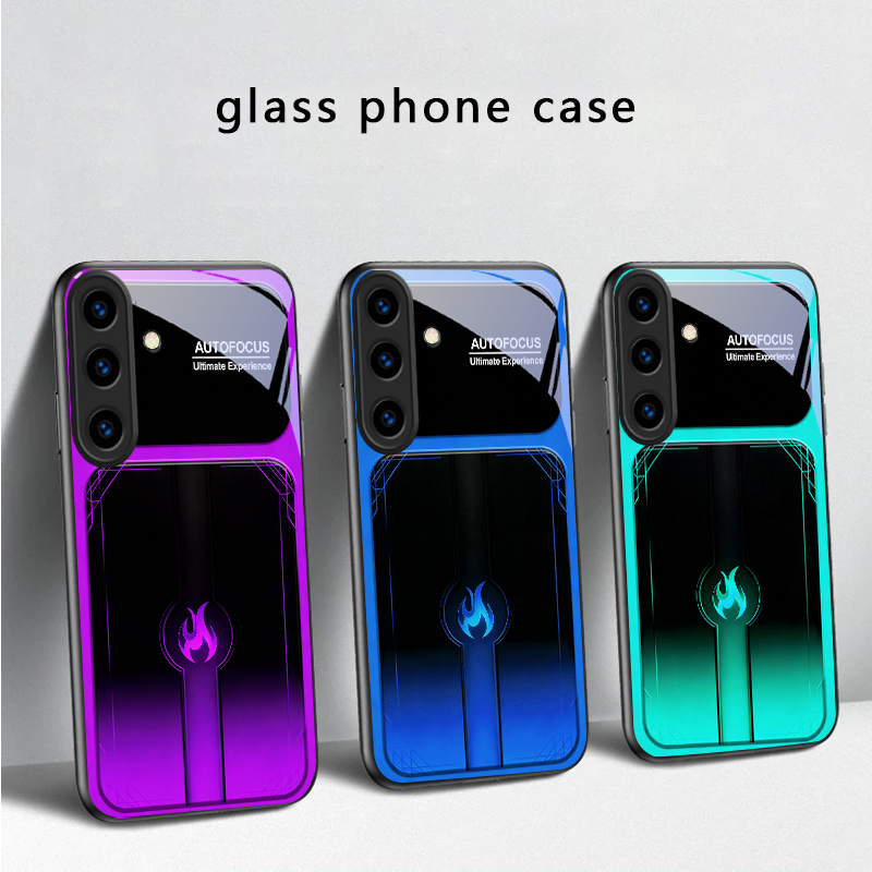 Phone Cases Purple - Funda de vidrio negro con deslumbrantes