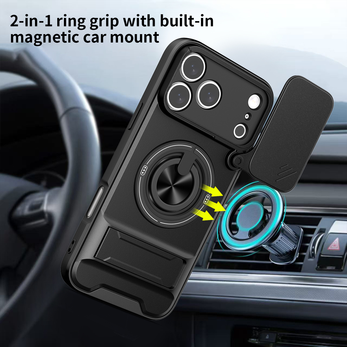 Funda de teléfono magnética pa - Ring Stand Case reseña y precio