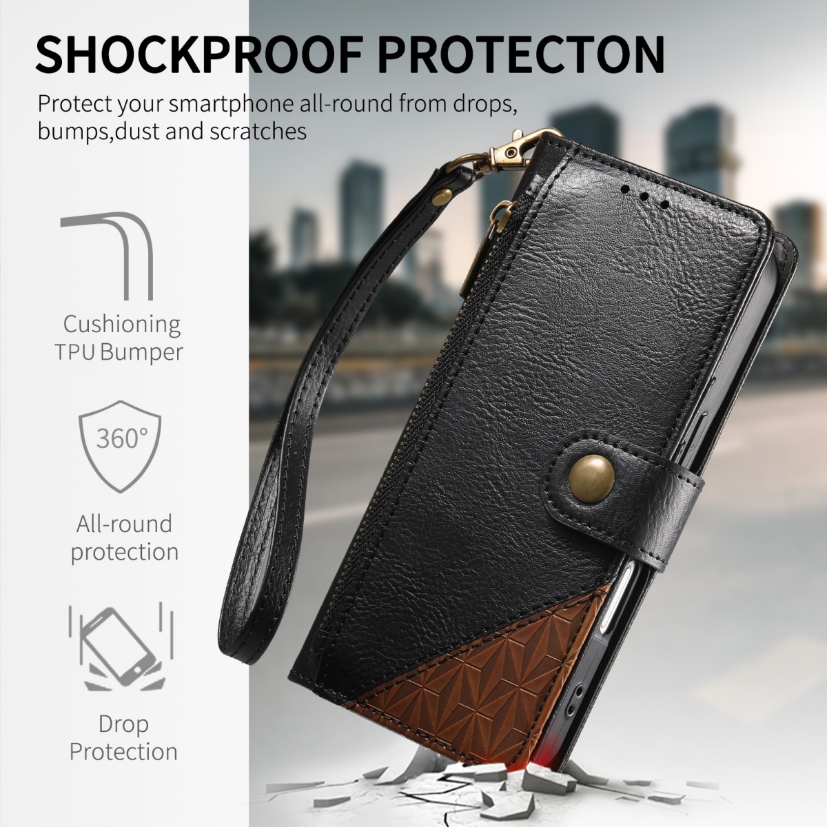 Funda de piel sintética con cr - Phone Cases With Wallet reseña y precio