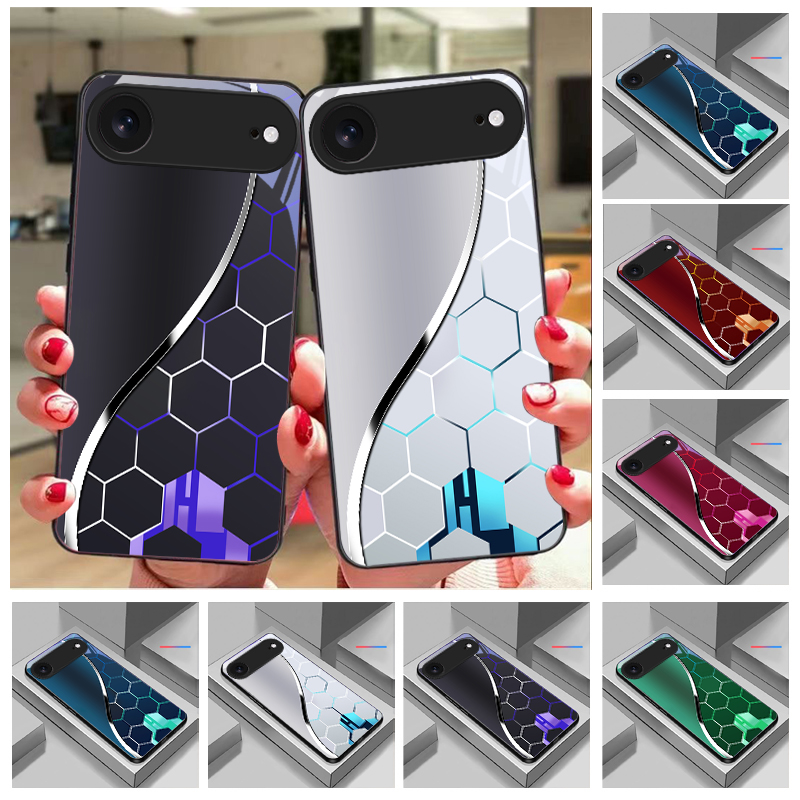 Funda de vidrio negra con patr - Phone Cases Purple reseña y precio