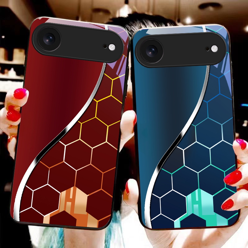 Funda de vidrio negra con patr - Phone Cases Purple reseña y precio