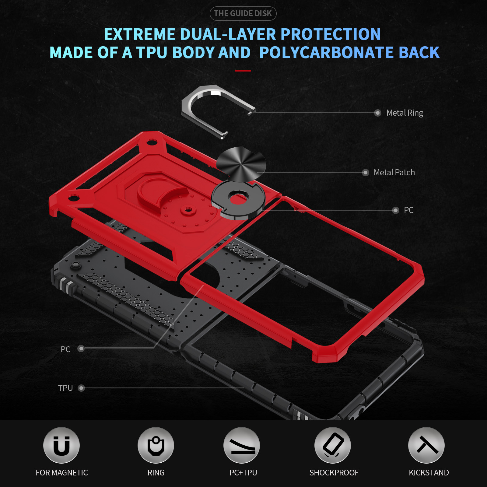 Funda de teléfono a prueba de  - Ring Stand Case reseña y precio