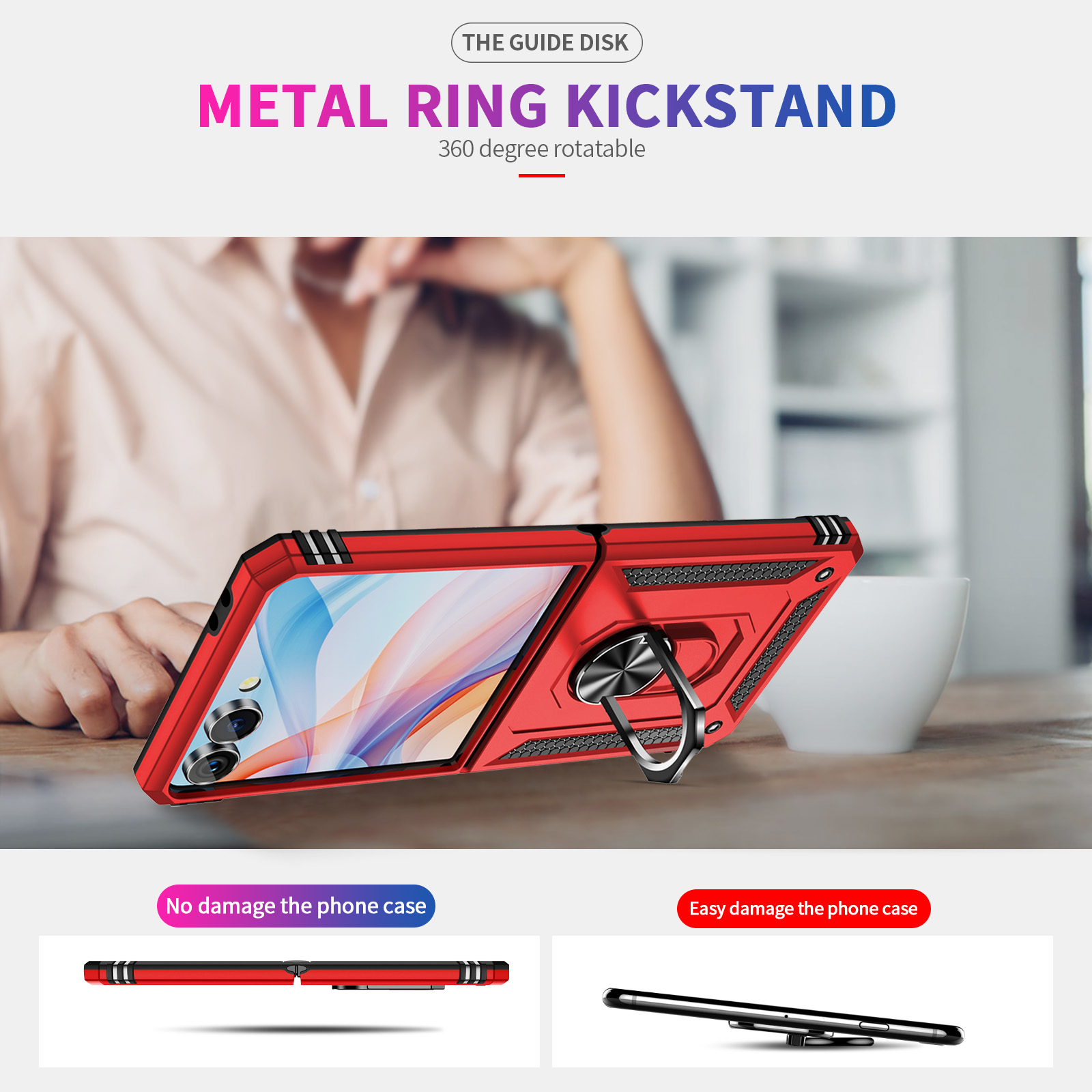 Funda de teléfono a prueba de  - Ring Stand Case reseña y precio