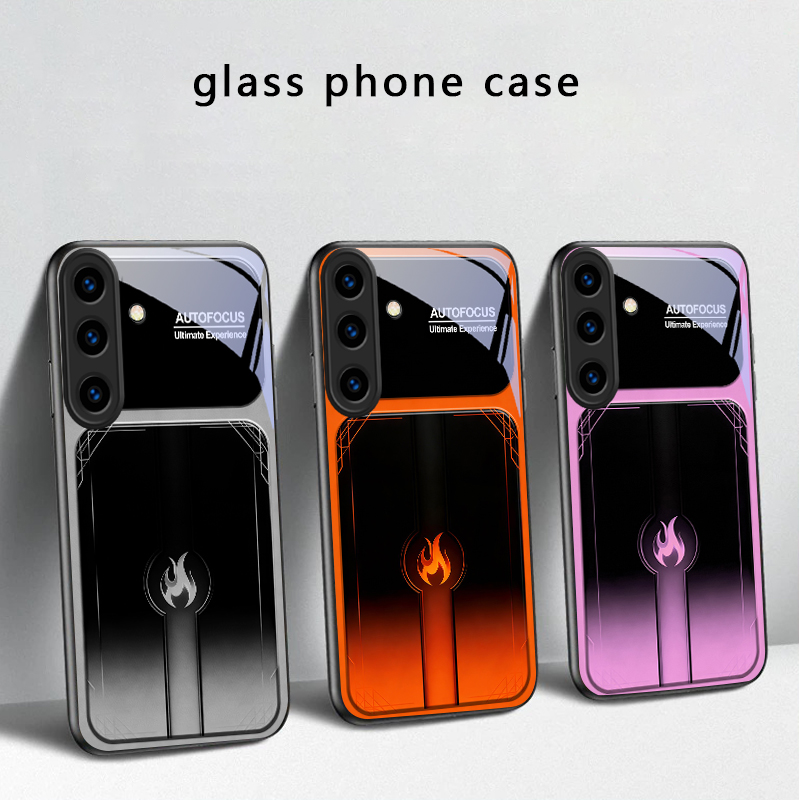 Funda de vidrio negro con desl - Phone Cases Purple reseña y precio