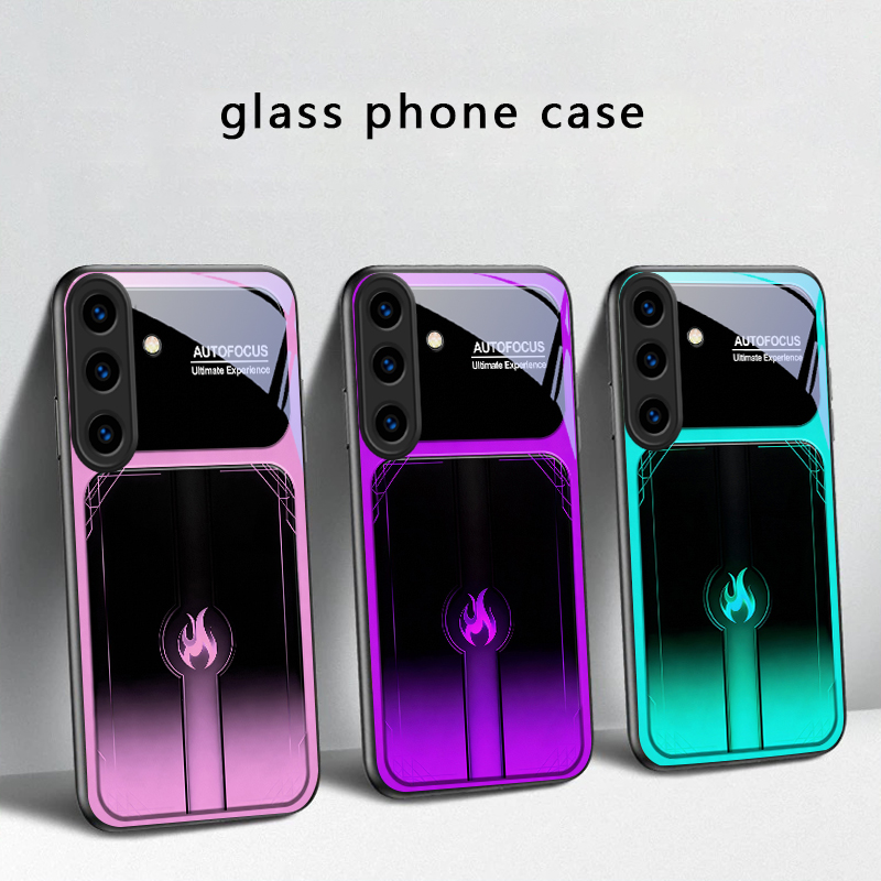 Funda de vidrio negro con desl - Phone Cases Purple reseña y precio
